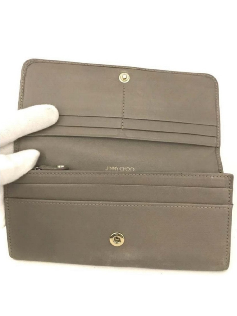Jimmy Choo Taupe Leather Star Appliqué Wallet - Picture 7 of 16
